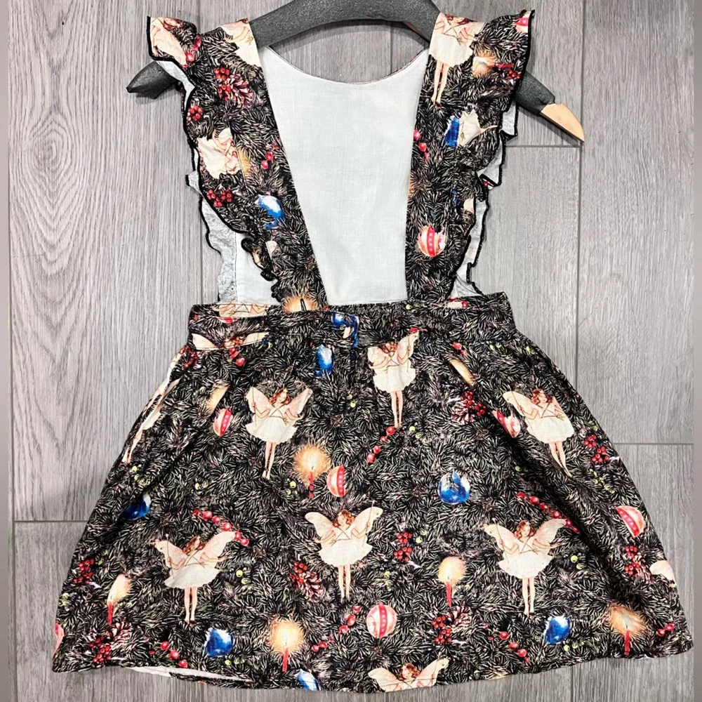 Kip & Co Flower Fairies Christmas Angel Heirloom Linen Pinafore Dress - Picture 3 of 13
